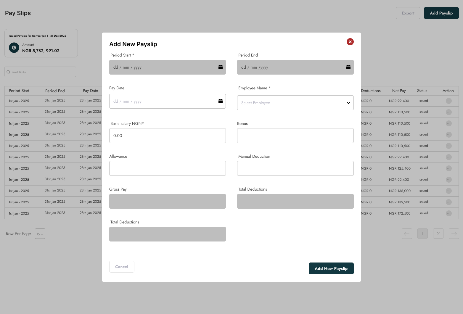 Payslip Creation