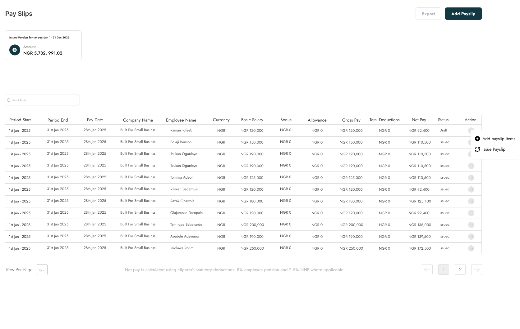 Issue Payslip